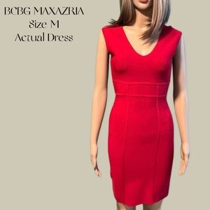 BCBG MAXAZRIA Red Cocktail Bandage Dress , Size Medium